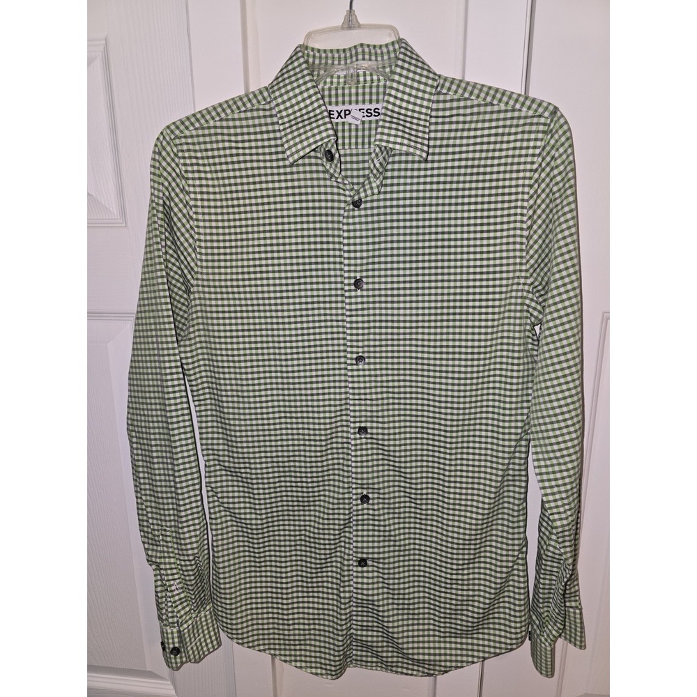 Express Extra Slim Fit Long Sleeve Shirt Button Up, Plaid, Size XS 13-13 1/2